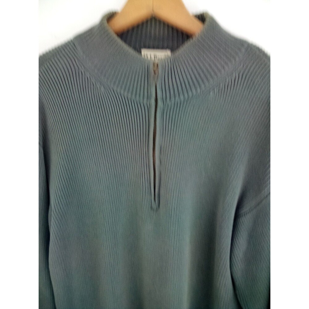 LL Bean Mens Grey Waterfowl Sweater Sz Med 100% Cotton 1/4 Zip Classic Australia